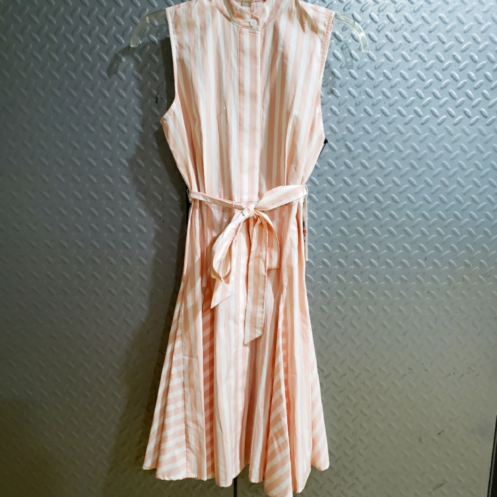 NWT CALVIN KLEIN cream/white striped shirt cotton dress (2) - Picture 2 of 15